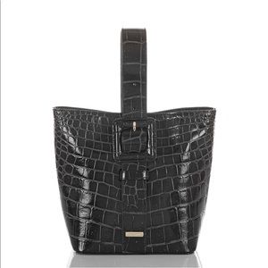 NWT Brahmin Faith Bucket Bag Black Croc
